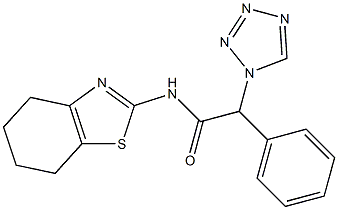 2-phenyl-N-(4,5,6,7-tetrahydro-1,3-benzothiazol-2-yl)-2-(tetrazol-1-yl)acetamide,1380585-09-0,结构式