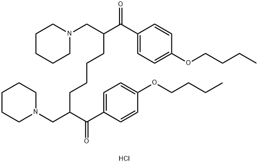 1,8-bis(4-butoxyphenyl)-2,7-bis(piperidin-1-ium-1-ylmethyl)octane-1,8-dione dichloride Structure