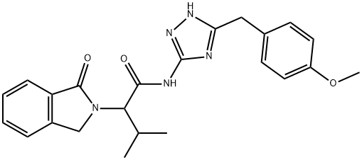 N-[5-[(4-methoxyphenyl)methyl]-1H-1,2,4-triazol-3-yl]-3-methyl-2-(3-oxo-1H-isoindol-2-yl)butanamide Structure