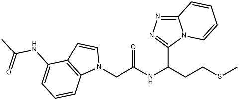 2-(4-acetamidoindol-1-yl)-N-[3-methylsulfanyl-1-([1,2,4]triazolo[4,3-a]pyridin-3-yl)propyl]acetamide Structure