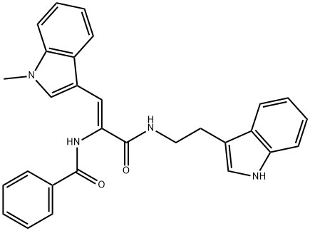 N-[(Z)-3-[2-(1H-indol-3-yl)ethylamino]-1-(1-methylindol-3-yl)-3-oxoprop-1-en-2-yl]benzamide Struktur