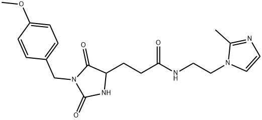 3-[1-[(4-methoxyphenyl)methyl]-2,5-dioxoimidazolidin-4-yl]-N-[2-(2-methylimidazol-1-yl)ethyl]propanamide Structure