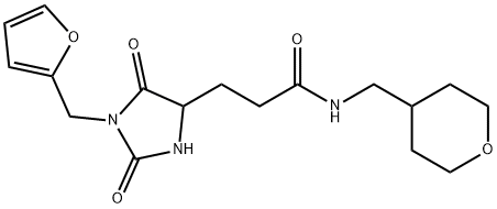 3-[1-(furan-2-ylmethyl)-2,5-dioxoimidazolidin-4-yl]-N-(oxan-4-ylmethyl)propanamide Structure