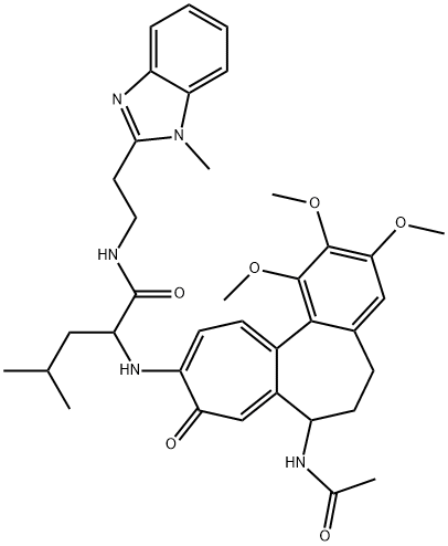 2-[(7-acetamido-1,2,3-trimethoxy-9-oxo-6,7-dihydro-5H-benzo[a]heptalen-10-yl)amino]-4-methyl-N-[2-(1-methylbenzimidazol-2-yl)ethyl]pentanamide Structure