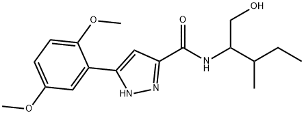 3-(2,5-dimethoxyphenyl)-N-(1-hydroxy-3-methylpentan-2-yl)-1H-pyrazole-5-carboxamide Structure
