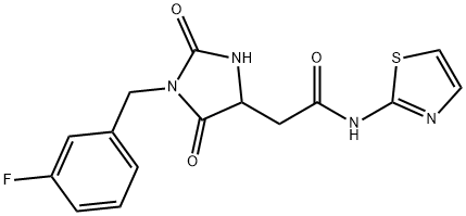 2-[1-[(3-fluorophenyl)methyl]-2,5-dioxoimidazolidin-4-yl]-N-(1,3-thiazol-2-yl)acetamide Structure