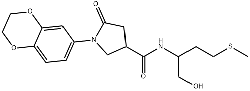 1-(2,3-dihydro-1,4-benzodioxin-6-yl)-N-(1-hydroxy-4-methylsulfanylbutan-2-yl)-5-oxopyrrolidine-3-carboxamide 结构式
