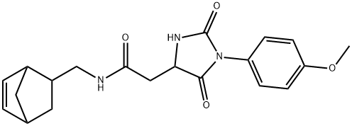 N-(5-bicyclo[2.2.1]hept-2-enylmethyl)-2-[1-(4-methoxyphenyl)-2,5-dioxoimidazolidin-4-yl]acetamide Structure