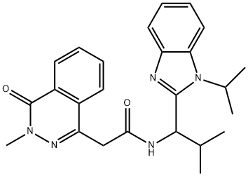 2-(3-methyl-4-oxophthalazin-1-yl)-N-[2-methyl-1-(1-propan-2-ylbenzimidazol-2-yl)propyl]acetamide Structure