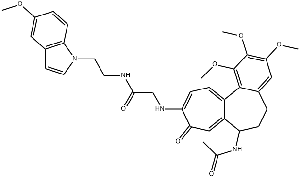 2-[(7-acetamido-1,2,3-trimethoxy-9-oxo-6,7-dihydro-5H-benzo[a]heptalen-10-yl)amino]-N-[2-(5-methoxyindol-1-yl)ethyl]acetamide Structure
