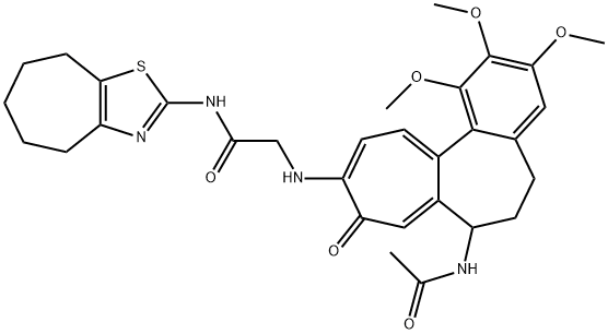 2-[(7-acetamido-1,2,3-trimethoxy-9-oxo-6,7-dihydro-5H-benzo[a]heptalen-10-yl)amino]-N-(5,6,7,8-tetrahydro-4H-cyclohepta[d][1,3]thiazol-2-yl)acetamide Structure
