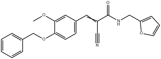 (E)-2-cyano-N-(furan-2-ylmethyl)-3-(3-methoxy-4-phenylmethoxyphenyl)prop-2-enamide Struktur