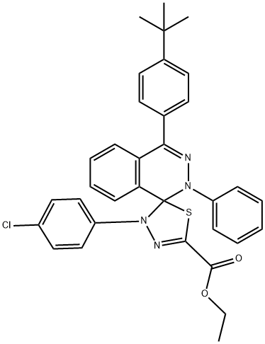 ethyl 4'-(4-tert-butylphenyl)-4-(4-chlorophenyl)-2'-phenylspiro[1,3,4-thiadiazole-5,1'-phthalazine]-2-carboxylate Struktur