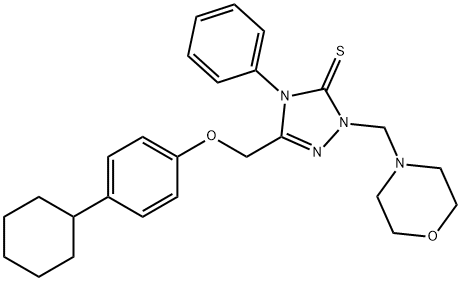 5-[(4-cyclohexylphenoxy)methyl]-2-(morpholin-4-ylmethyl)-4-phenyl-1,2,4-triazole-3-thione,312268-08-9,结构式