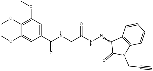 3,4,5-trimethoxy-N-[2-oxo-2-[(2Z)-2-(2-oxo-1-prop-2-ynylindol-3-ylidene)hydrazinyl]ethyl]benzamide Structure