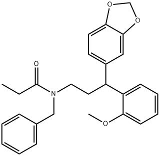 N-[3-(1,3-benzodioxol-5-yl)-3-(2-methoxyphenyl)propyl]-N-benzylpropanamide, 330834-54-3, 结构式