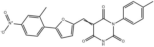 (5E)-5-[[5-(2-methyl-4-nitrophenyl)furan-2-yl]methylidene]-1-(4-methylphenyl)-1,3-diazinane-2,4,6-trione Structure