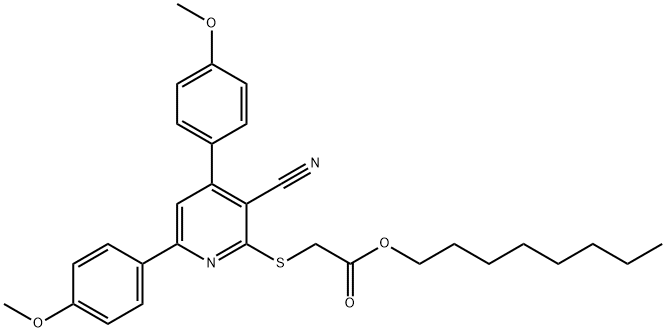octyl 2-[3-cyano-4,6-bis(4-methoxyphenyl)pyridin-2-yl]sulfanylacetate Structure