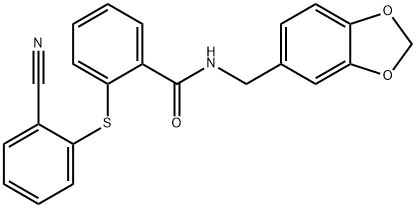 N-(1,3-benzodioxol-5-ylmethyl)-2-(2-cyanophenyl)sulfanylbenzamide Structure