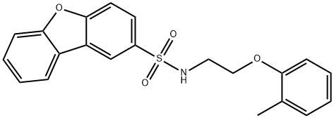 N-[2-(2-methylphenoxy)ethyl]dibenzofuran-2-sulfonamide Struktur