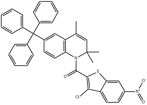 (3-chloro-6-nitro-1-benzothiophen-2-yl)-(2,2,4-trimethyl-6-tritylquinolin-1-yl)methanone Struktur
