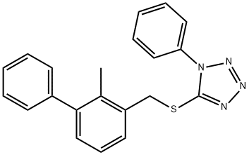 5-[(2-methyl-3-phenylphenyl)methylsulfanyl]-1-phenyltetrazole Struktur