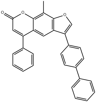9-methyl-5-phenyl-3-(4-phenylphenyl)furo[3,2-g]chromen-7-one,374768-07-7,结构式