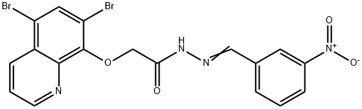 2-(5,7-dibromoquinolin-8-yl)oxy-N-[(3-nitrophenyl)methylideneamino]acetamide Struktur