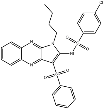 N-[3-(benzenesulfonyl)-1-butylpyrrolo[3,2-b]quinoxalin-2-yl]-4-chlorobenzenesulfonamide Structure