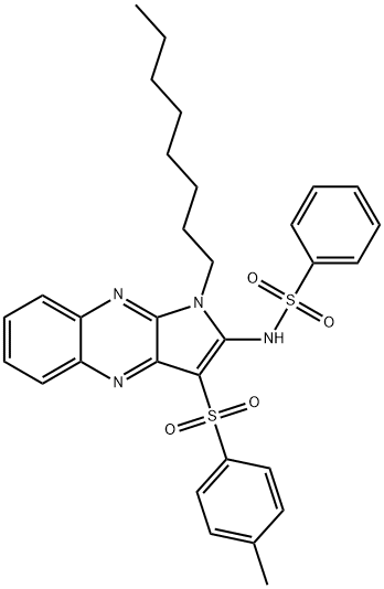 N-[3-(4-methylphenyl)sulfonyl-1-octylpyrrolo[3,2-b]quinoxalin-2-yl]benzenesulfonamide Struktur