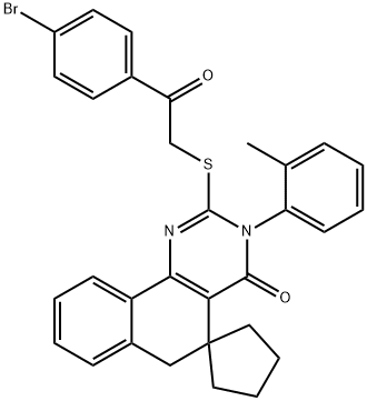 2-[2-(4-bromophenyl)-2-oxoethyl]sulfanyl-3-(2-methylphenyl)spiro[6H-benzo[h]quinazoline-5,1'-cyclopentane]-4-one Struktur