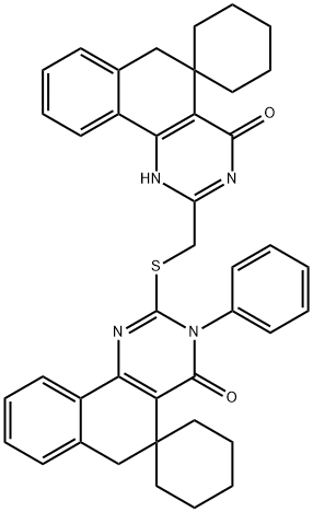 2-[(4-oxospiro[1,6-dihydrobenzo[h]quinazoline-5,1'-cyclohexane]-2-yl)methylsulfanyl]-3-phenylspiro[6H-benzo[h]quinazoline-5,1'-cyclohexane]-4-one Structure