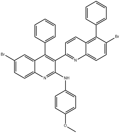 6-bromo-3-(6-bromo-5-phenylquinolin-2-yl)-N-(4-methoxyphenyl)-4-phenylquinolin-2-amine Struktur