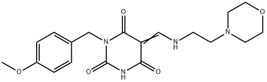 (5Z)-1-[(4-methoxyphenyl)methyl]-5-[(2-morpholin-4-ylethylamino)methylidene]-1,3-diazinane-2,4,6-trione Struktur