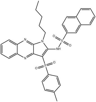 N-[3-(4-methylphenyl)sulfonyl-1-pentylpyrrolo[3,2-b]quinoxalin-2-yl]naphthalene-2-sulfonamide Struktur