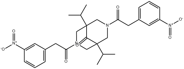 3,7-bis[2-(3-nitrophenyl)acetyl]-1,5-di(propan-2-yl)-3,7-diazabicyclo[3.3.1]nonan-9-one Structure