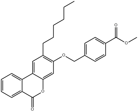 methyl 4-[(2-hexyl-6-oxobenzo[c]chromen-3-yl)oxymethyl]benzoate Structure