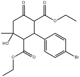 diethyl 2-(4-bromophenyl)-4-hydroxy-4-methyl-6-oxocyclohexane-1,3-dicarboxylate Structure