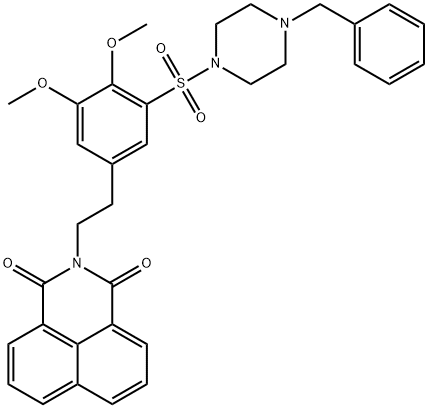 2-[2-[3-(4-benzylpiperazin-1-yl)sulfonyl-4,5-dimethoxyphenyl]ethyl]benzo[de]isoquinoline-1,3-dione Struktur