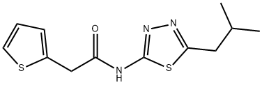 N-[5-(2-methylpropyl)-1,3,4-thiadiazol-2-yl]-2-thiophen-2-ylacetamide,521294-92-8,结构式