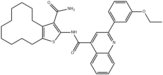 N-(3-carbamoyl-4,5,6,7,8,9,10,11,12,13-decahydrocyclododeca[b]thiophen-2-yl)-2-(3-ethoxyphenyl)quinoline-4-carboxamide,524732-96-5,结构式