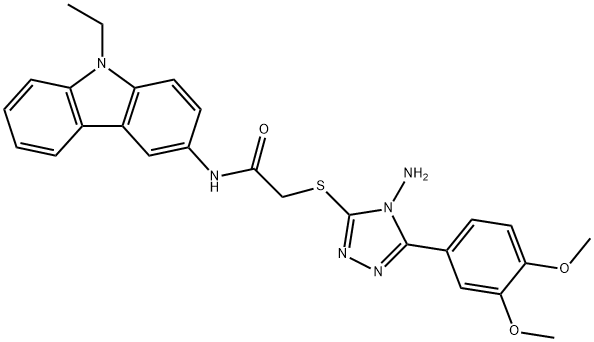2-[[4-amino-5-(3,4-dimethoxyphenyl)-1,2,4-triazol-3-yl]sulfanyl]-N-(9-ethylcarbazol-3-yl)acetamide Struktur