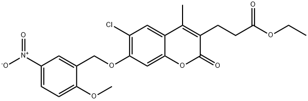 ethyl 3-[6-chloro-7-[(2-methoxy-5-nitrophenyl)methoxy]-4-methyl-2-oxochromen-3-yl]propanoate,578762-68-2,结构式