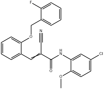 (E)-N-(5-chloro-2-methoxyphenyl)-2-cyano-3-[2-[(2-fluorophenyl)methoxy]phenyl]prop-2-enamide Structure
