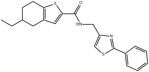 5-ethyl-N-[(2-phenyl-1,3-thiazol-4-yl)methyl]-4,5,6,7-tetrahydro-1-benzothiophene-2-carboxamide,669726-81-2,结构式
