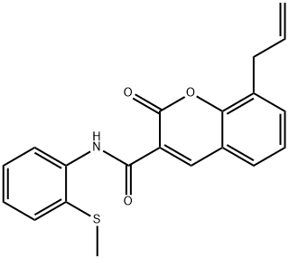 N-(2-methylsulfanylphenyl)-2-oxo-8-prop-2-enylchromene-3-carboxamide,669738-09-4,结构式
