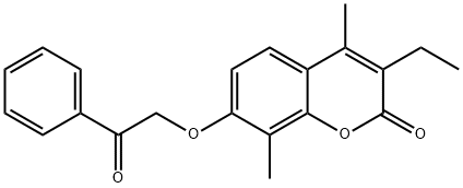 3-ethyl-4,8-dimethyl-7-phenacyloxychromen-2-one 化学構造式