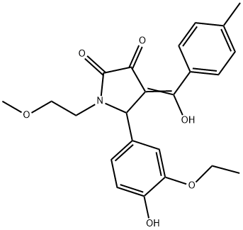 (4E)-5-(3-ethoxy-4-hydroxyphenyl)-4-[hydroxy-(4-methylphenyl)methylidene]-1-(2-methoxyethyl)pyrrolidine-2,3-dione Structure