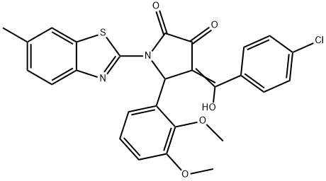 (4E)-4-[(4-chlorophenyl)-hydroxymethylidene]-5-(2,3-dimethoxyphenyl)-1-(6-methyl-1,3-benzothiazol-2-yl)pyrrolidine-2,3-dione Struktur