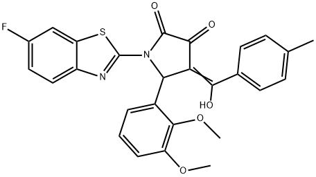 (4E)-5-(2,3-dimethoxyphenyl)-1-(6-fluoro-1,3-benzothiazol-2-yl)-4-[hydroxy-(4-methylphenyl)methylidene]pyrrolidine-2,3-dione Structure
